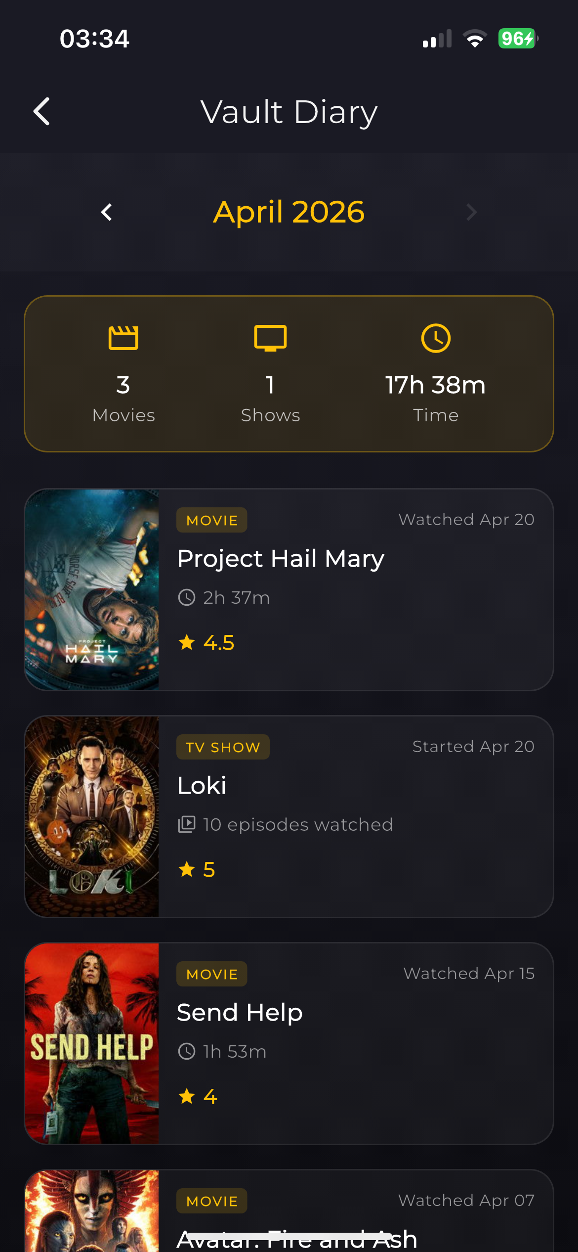 Diary Screen